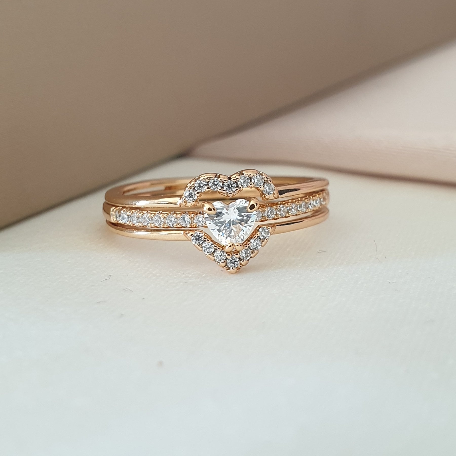 Bague xp tendance double bagues séparables petit cœur Bague xp tendance double bagues séparables petit cœur