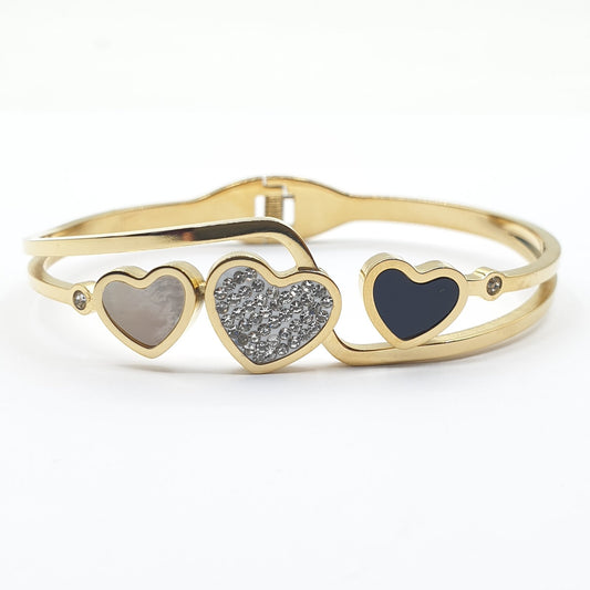 قلوب ثلاثية مضمونة سوار الفولاذ المقاوم للصدأ