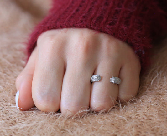 Bague Argent Rhodié garanti anneau ouvert soldeargent - 40%