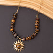 Collier en acier marron pierre œil du tigre