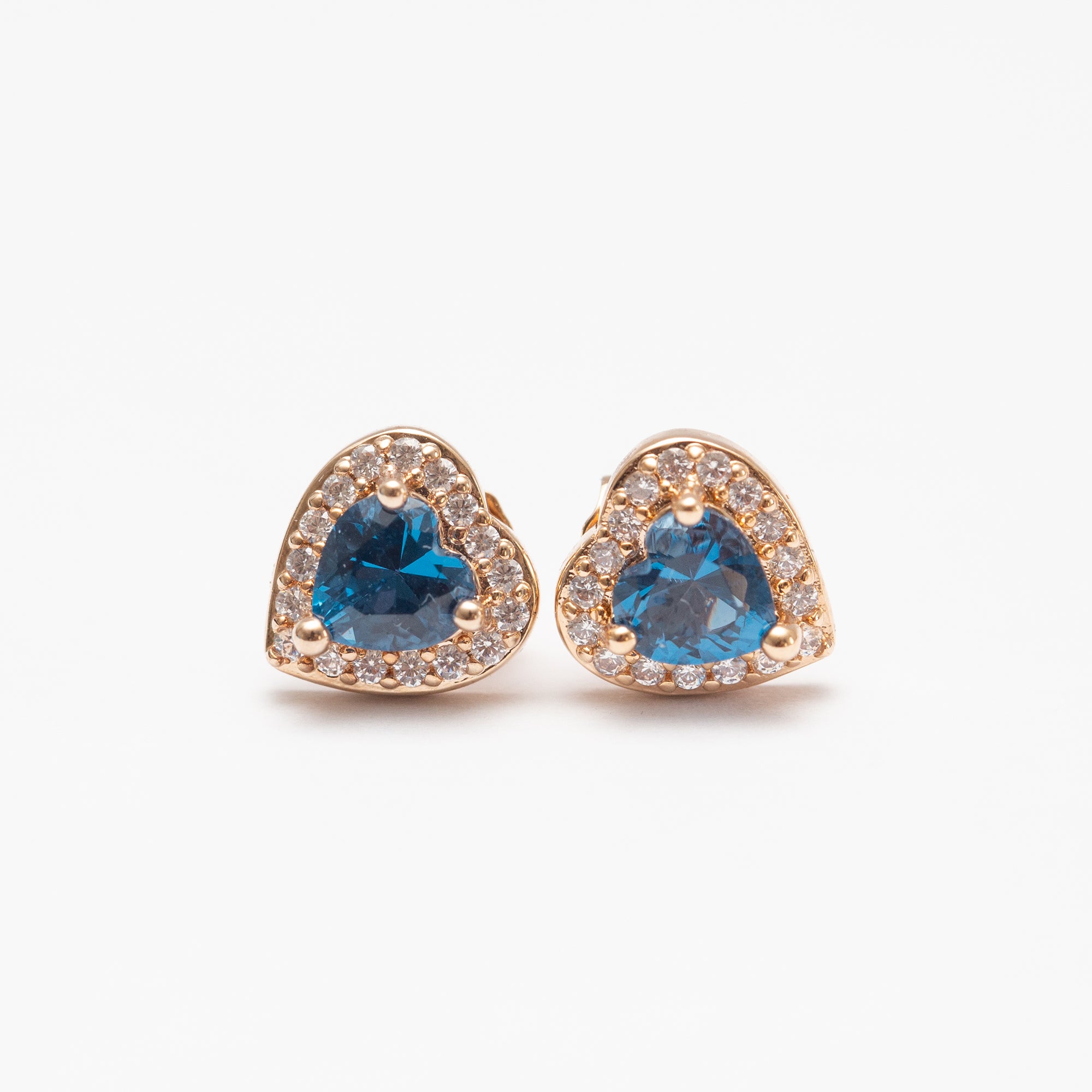 Boucle d'oreilles En Plaqué Or CN Tendance Bijouxcn. Cœur bleu ❤️❤️❤️