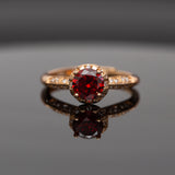 Bague plaqué or Xuping tendance avec une pierre rouge