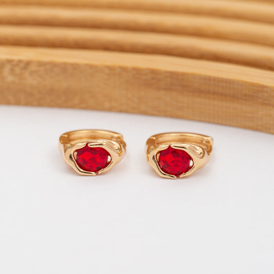 Boucles d'oreilles PASSION - ROUGE en Plaqué OR