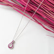 Collier argent rhodié garantit avec un motif rose
