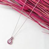 Collier argent rhodié garantit avec un motif rose