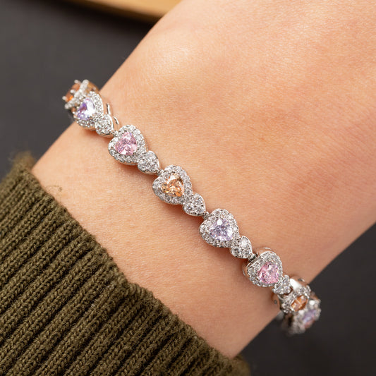 Gourmette ARC-EN-COEUR en plaqué OR