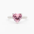 Bague argent rhodié tendance cœur rose (Pink Heart)