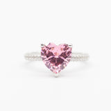Bague argent rhodié tendance cœur rose (Pink Heart)