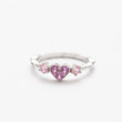 Bague en argent rhodie tendance - cœur rose