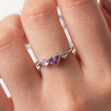 Bague en argent rhodie tendance - cœur rose