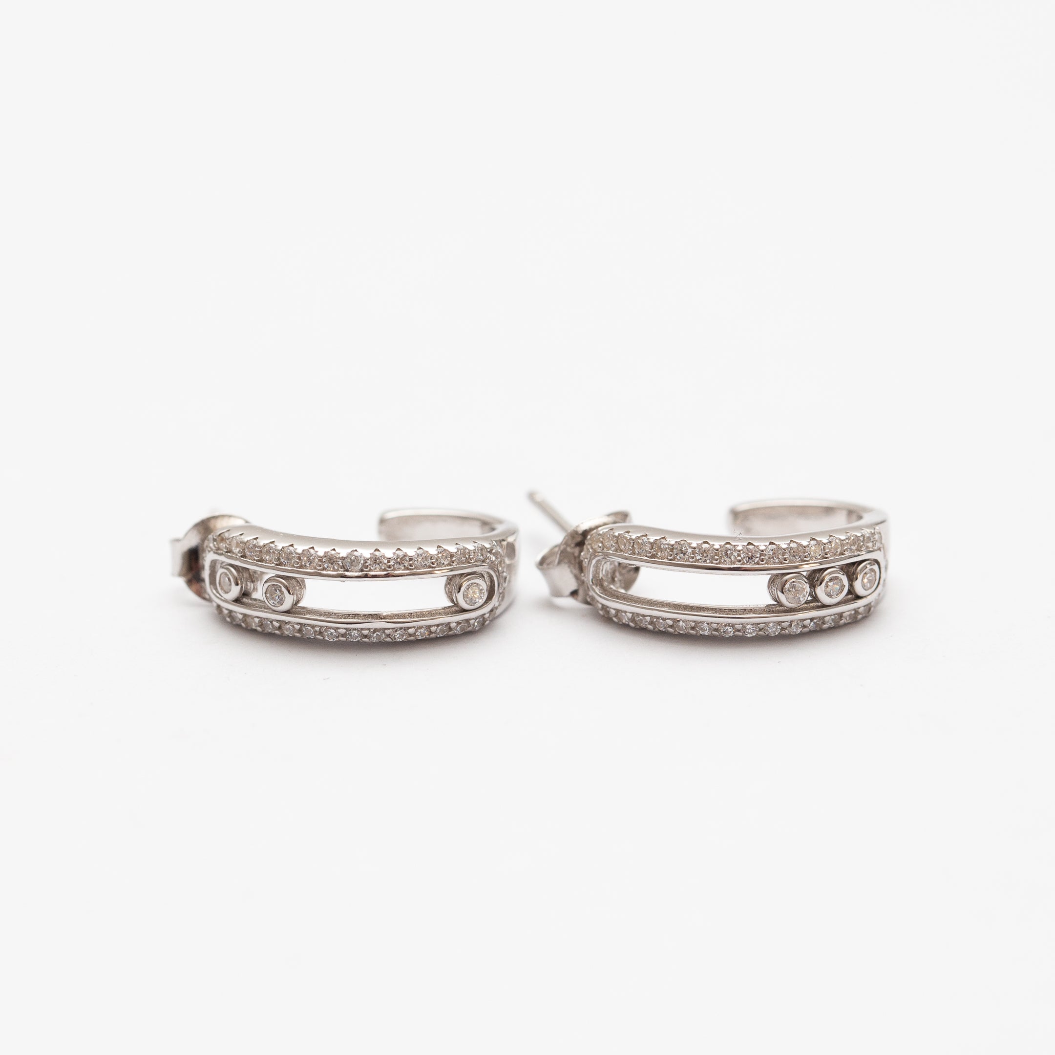 Boucles d'oreilles en argent rhodié tendance