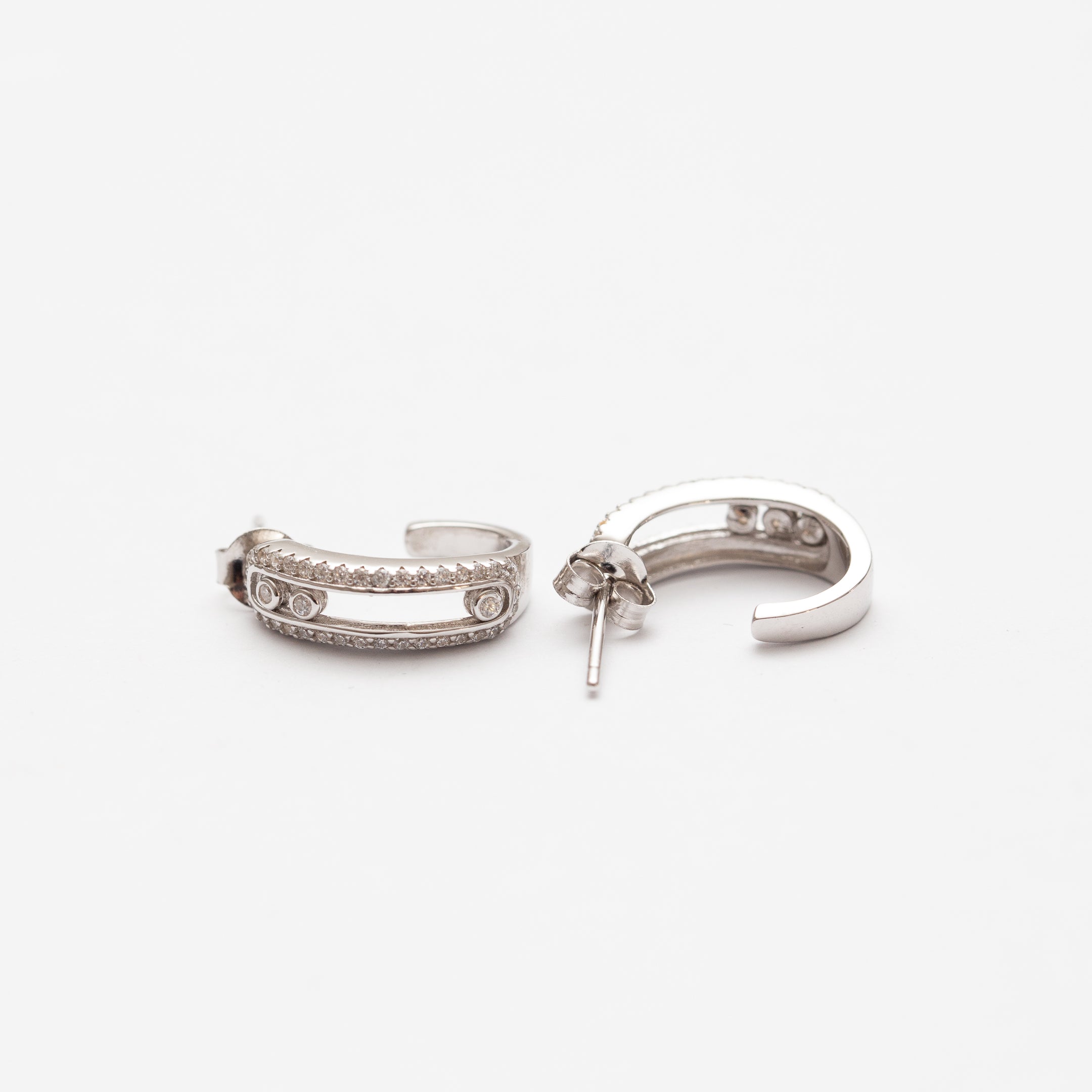 Boucles d'oreilles en argent rhodié tendance