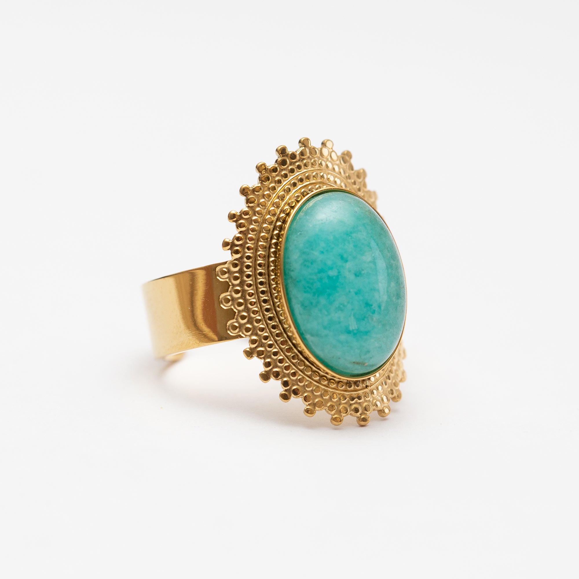 Bague Acier tendance - Pierre naturelle