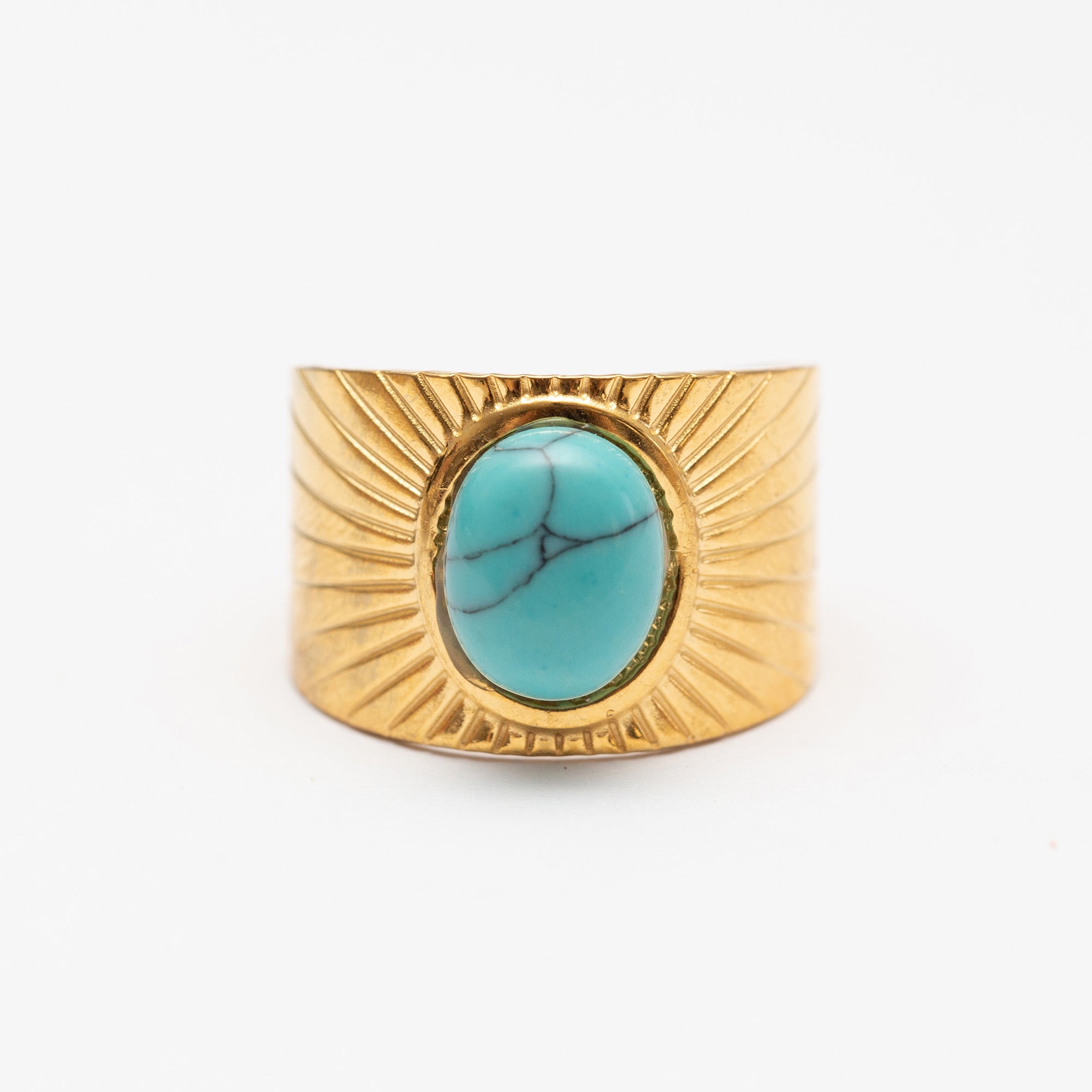 Bague Acier tendance - Pierre naturelle