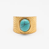 Bague Acier tendance - Pierre naturelle