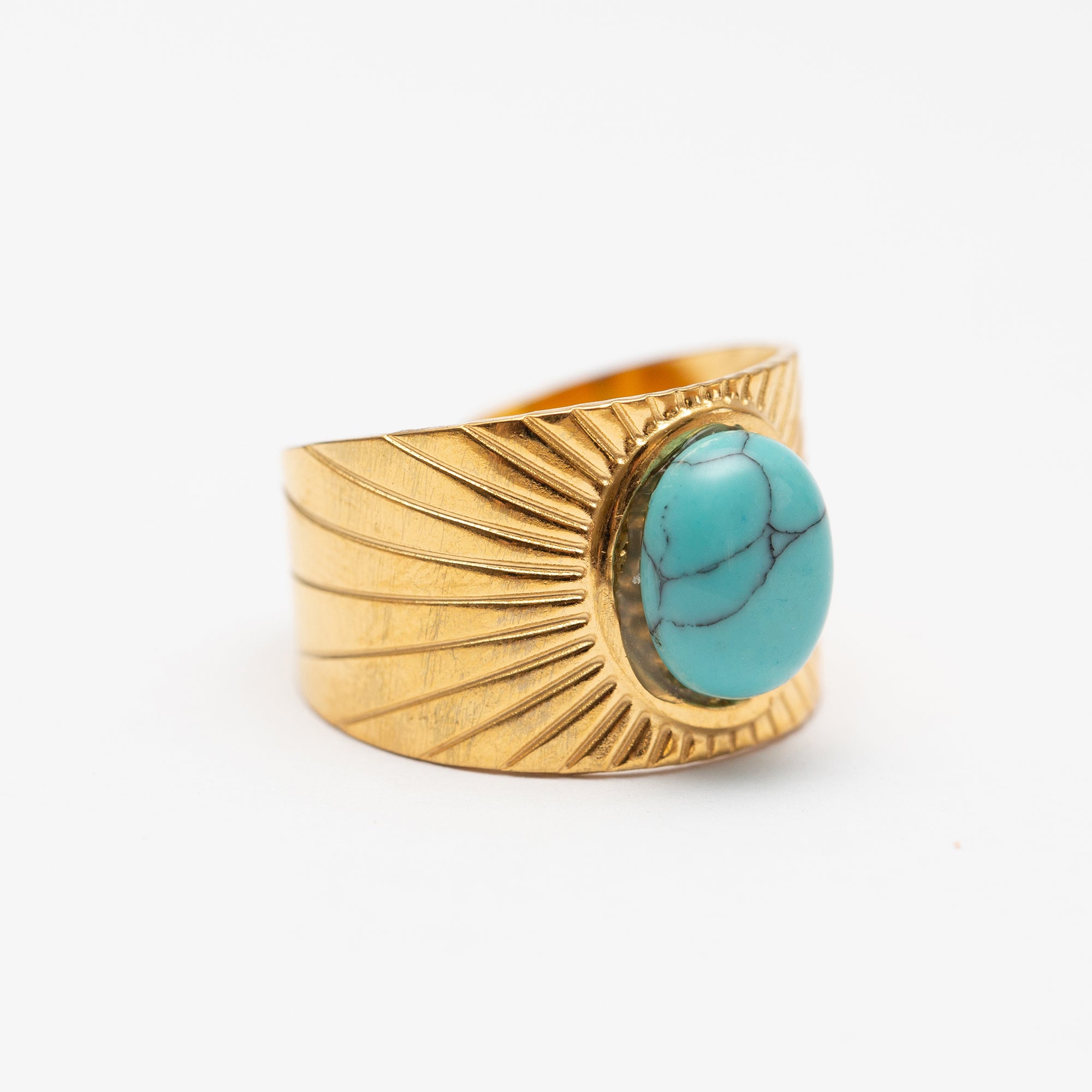 Bague Acier tendance - Pierre naturelle