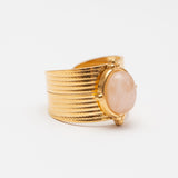 Bague Acier tendance - Pierre naturelle