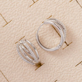 Boucles d'oreilles 14K en Plaqué Or Blanc Pierres Zirconium Fines
