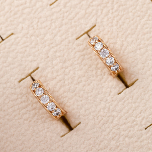 Boucles d'oreilles 18K en Plaqué Or Pierres Zirconium Fines