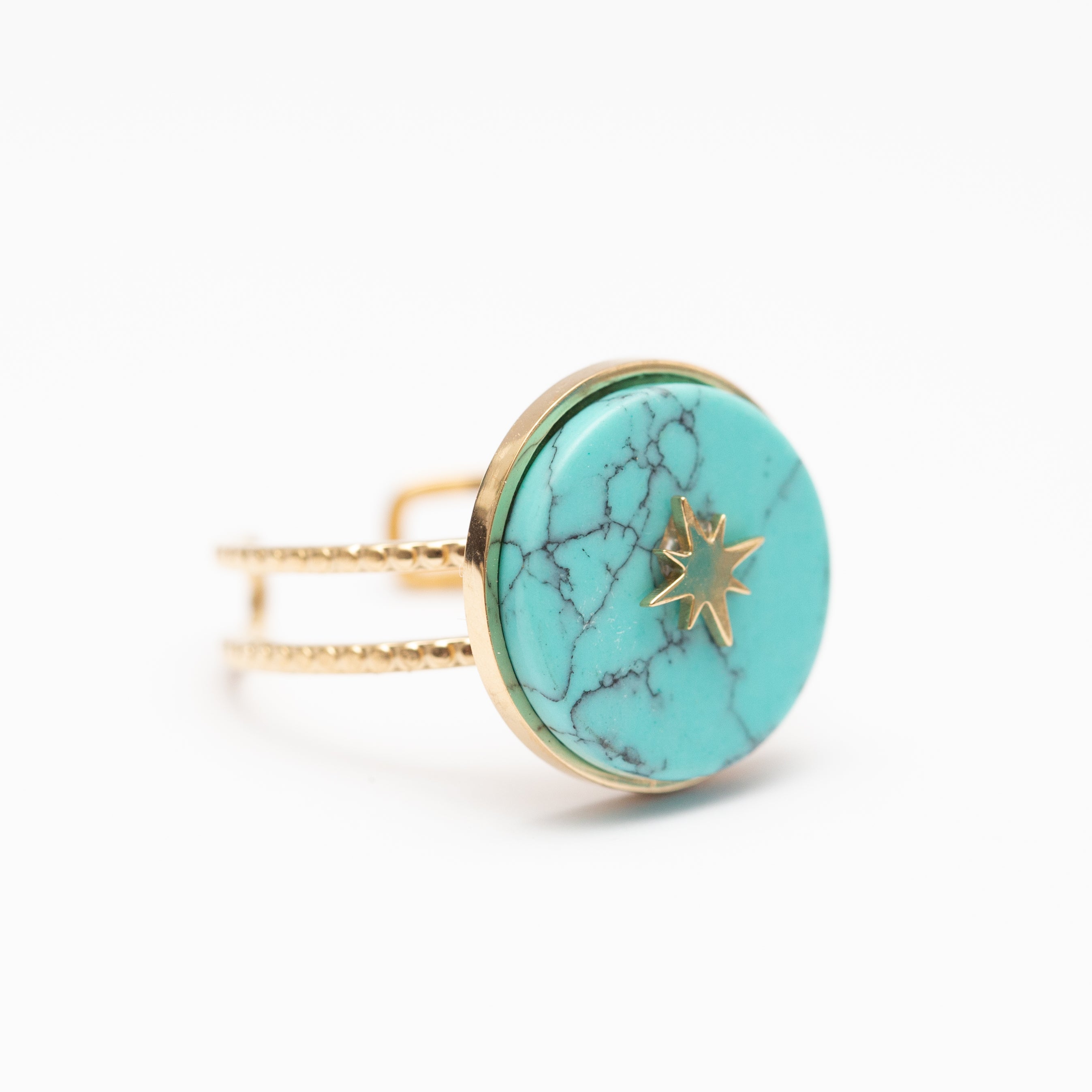 Bague Acier tendance - Pierre Naturelle