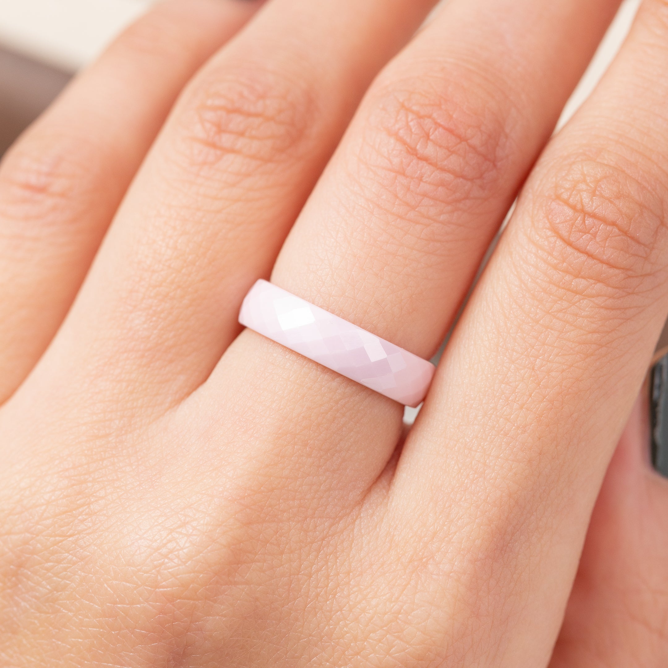 Bague en acier inoxydable garantie - Rose