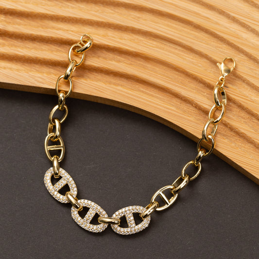 Gourmette 14K en Plaqué Or Xuping xp Pierres Zirconium