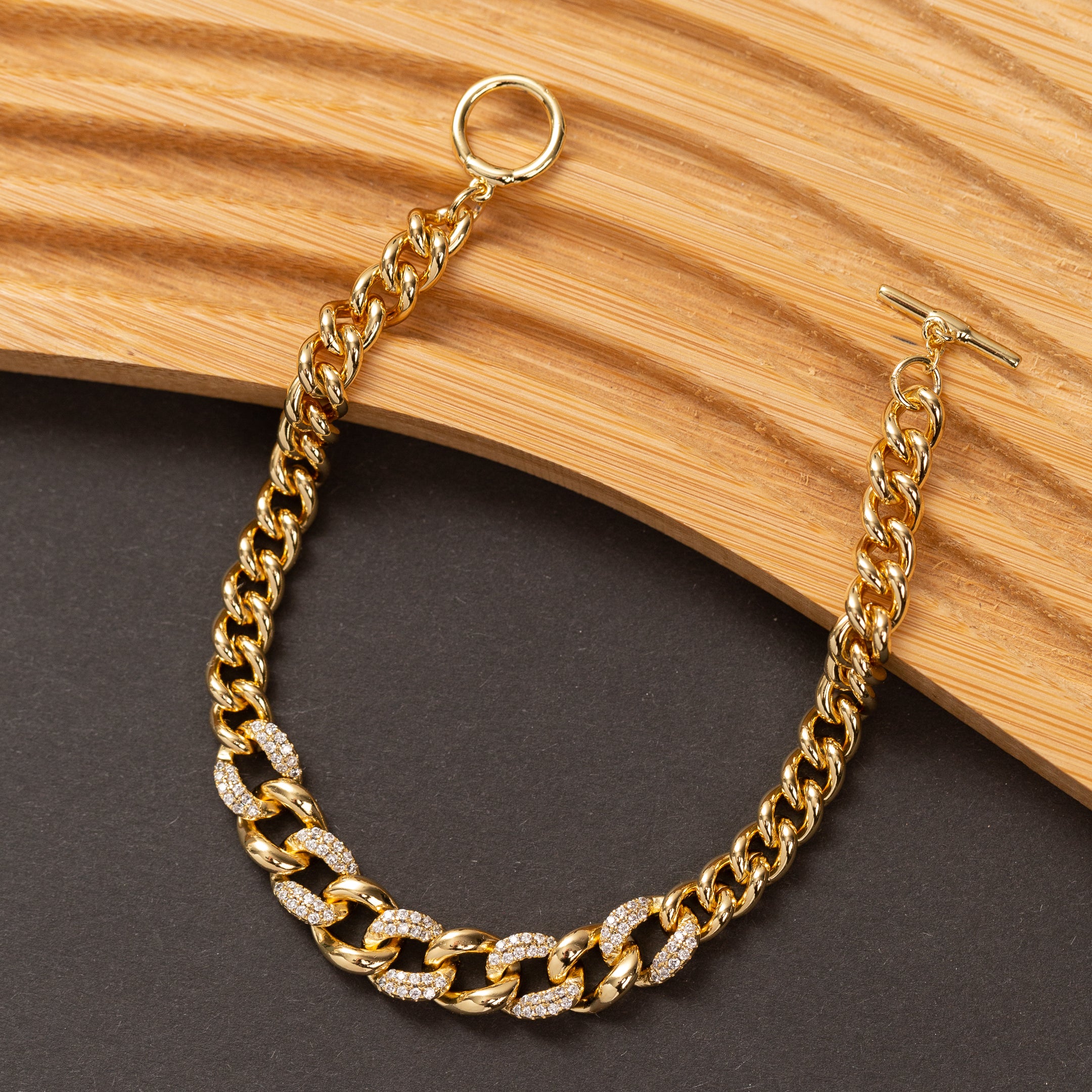 Gourmette 14K en Plaqué Or Xuping xp Pierres Zirconium