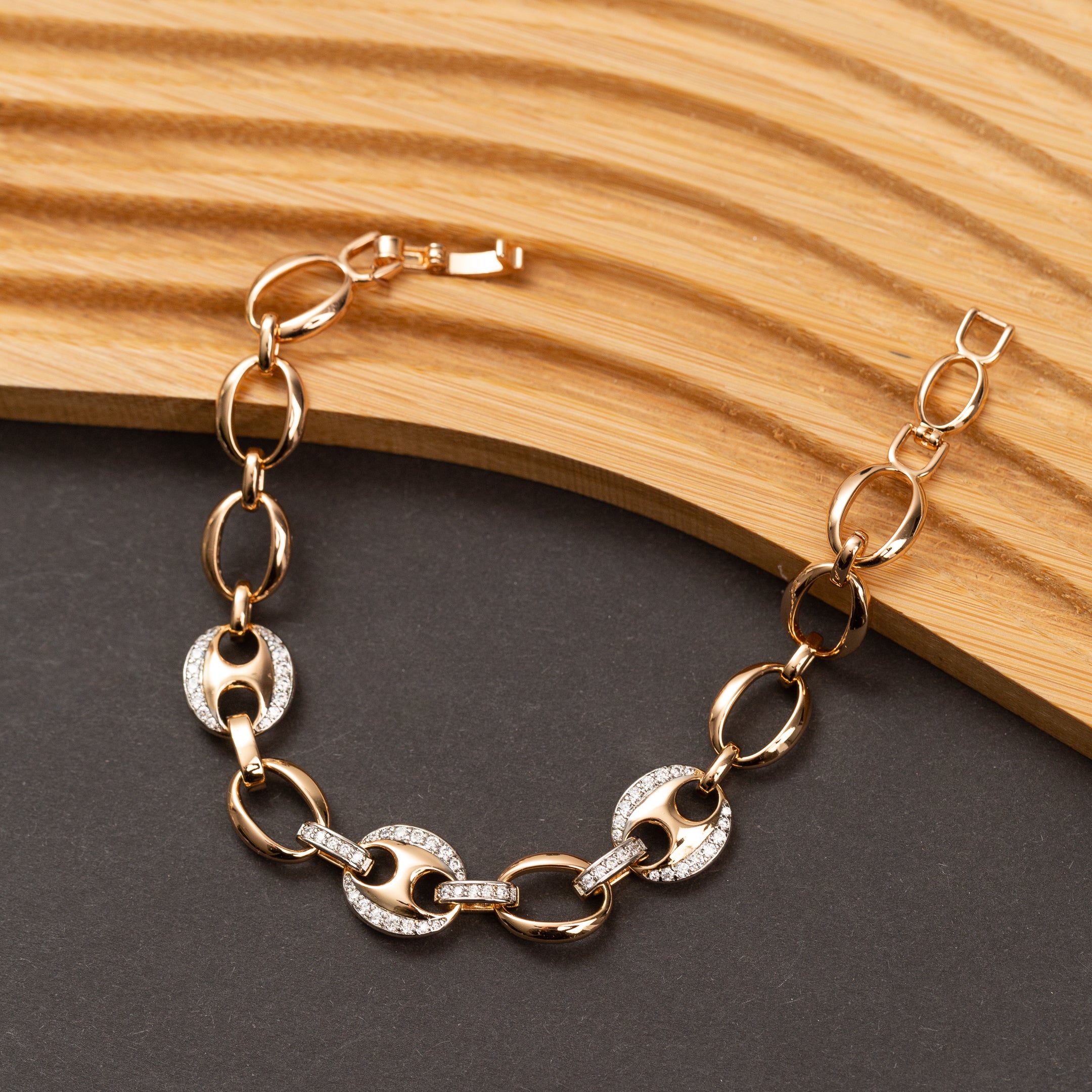 Gourmette 18K en Plaqué Or Xuping xp Pierres Zirconium