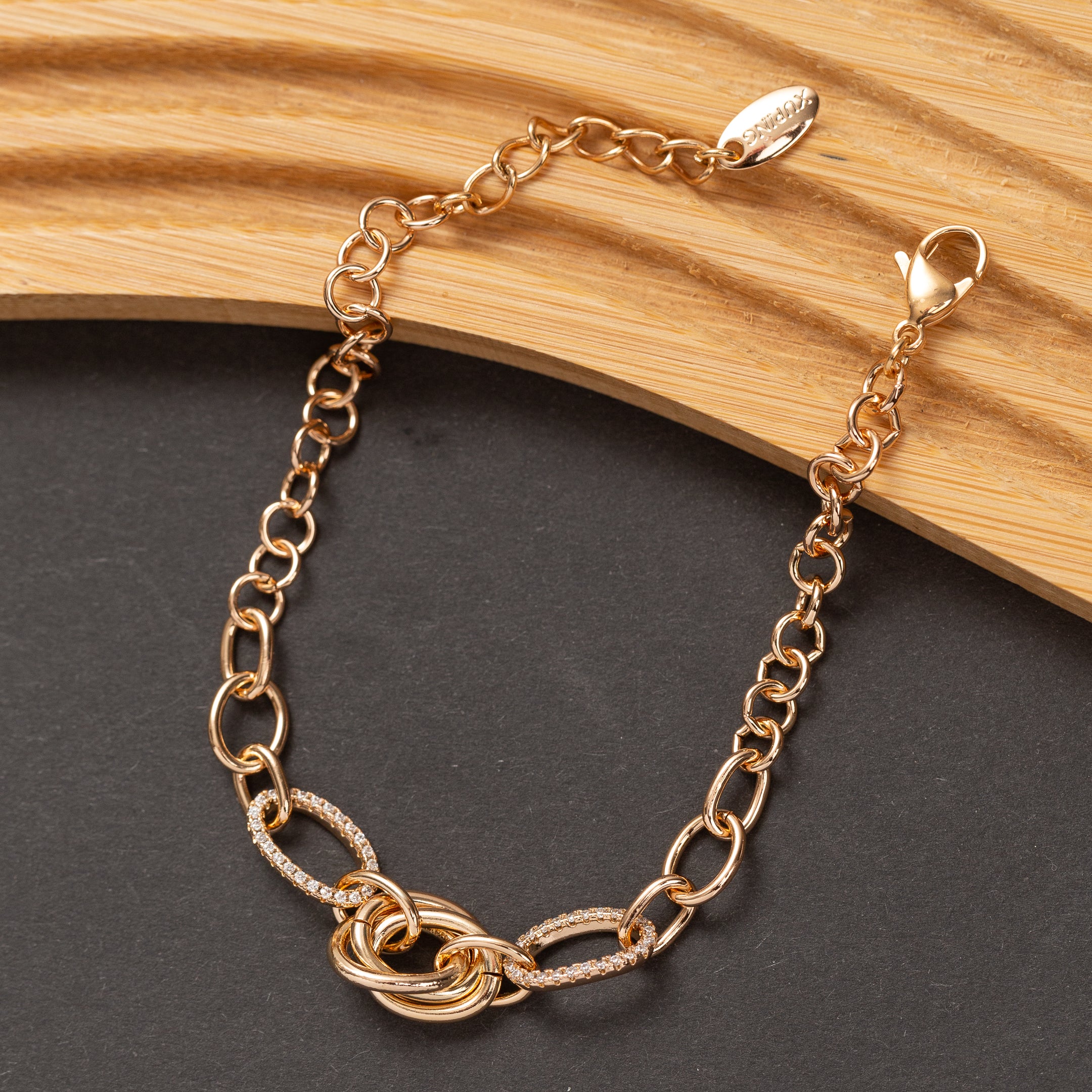 Gourmette 18K en Plaqué Or Xuping xp Pierres Zirconium