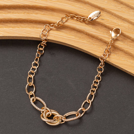 Gourmette 18K en Plaqué Or Xuping xp Pierres Zirconium