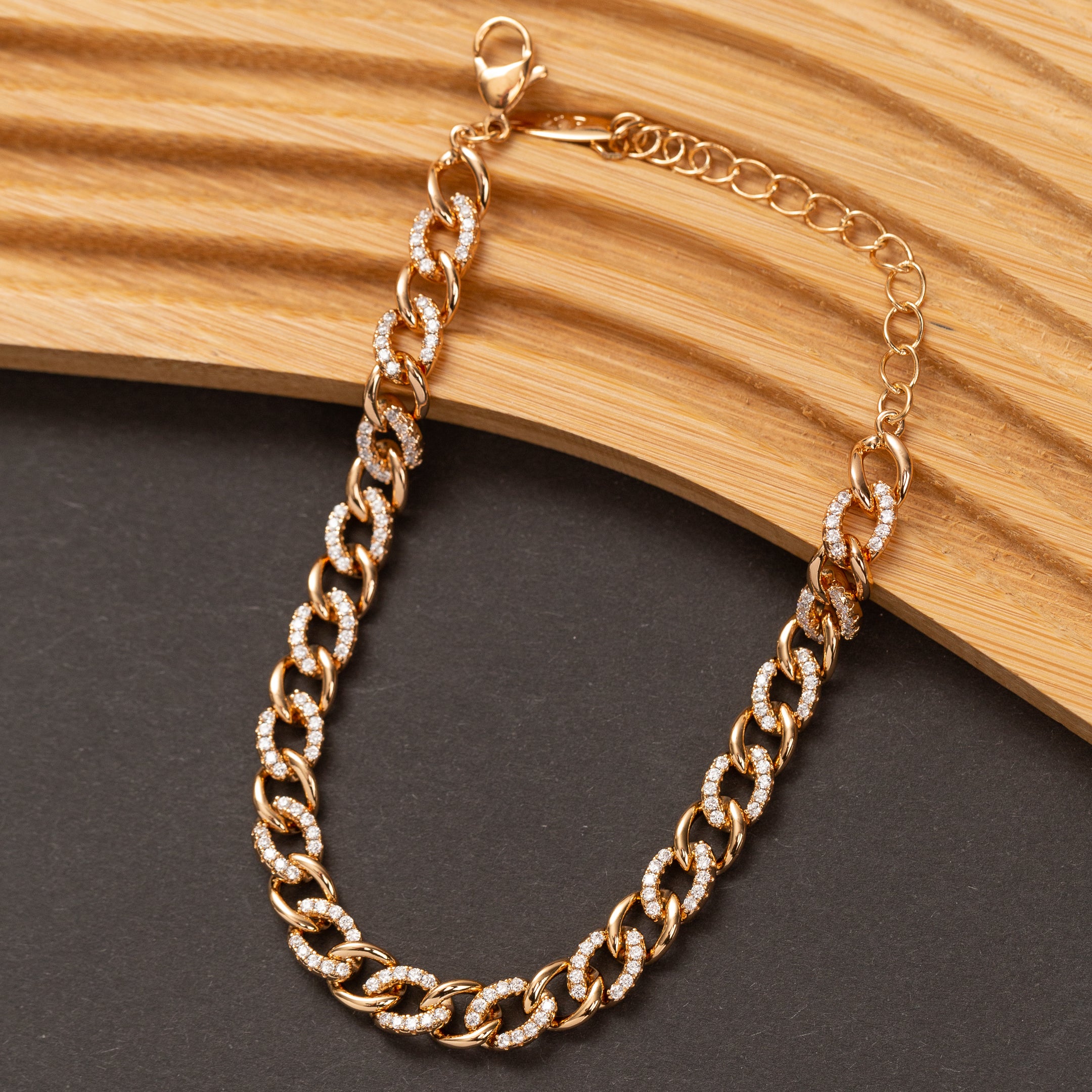 Gourmette 18K en Plaqué Or Xuping xp Pierres Zirconium