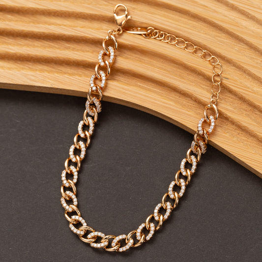 Gourmette 18K en Plaqué Or Xuping xp Pierres Zirconium