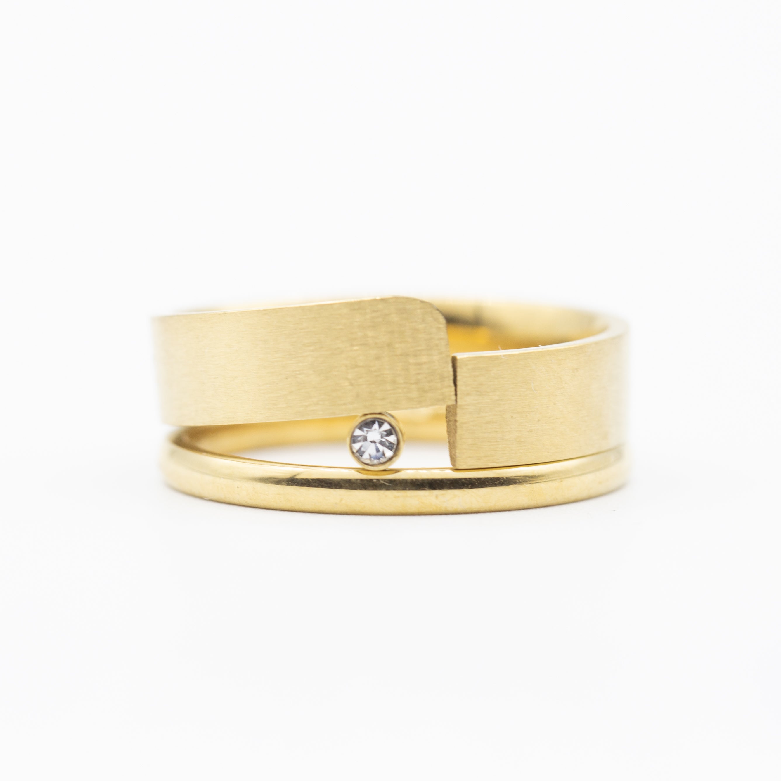 Bague acier dorée simple tendance