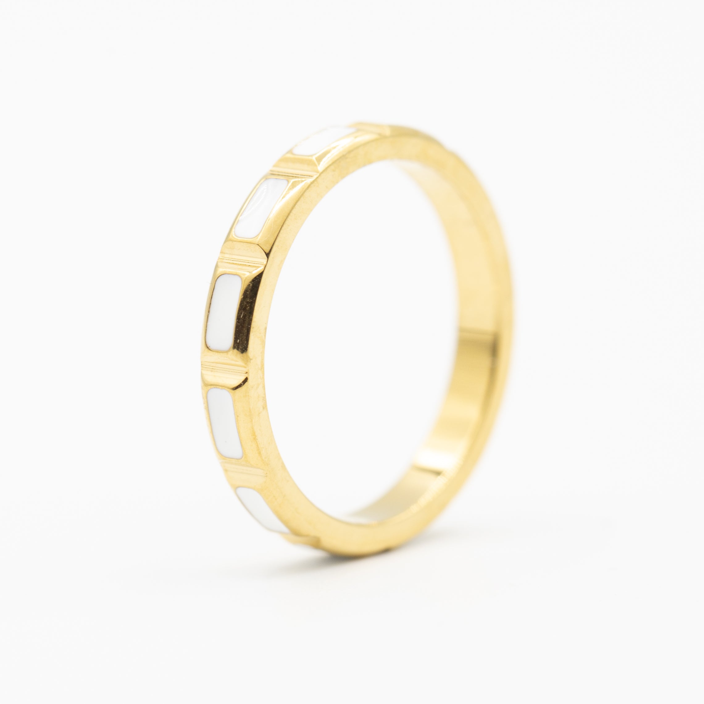 Bague acier dorée avec des rectangles tendance