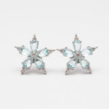 Boucles d'oreille argent rhodié tendance - La fleure bleu