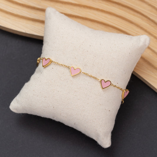 Gourmette HEARTS en acier inoxydable garantie