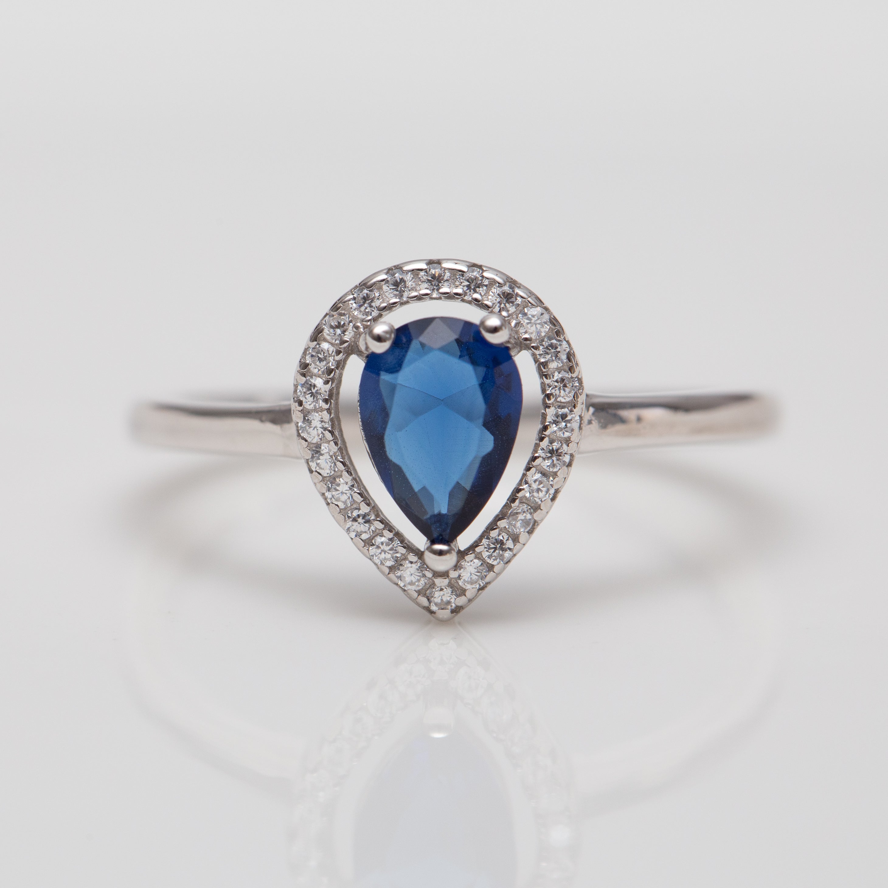 Bague argent rhodié avec un motif bleu