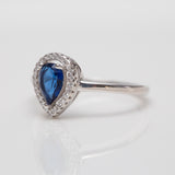 Bague argent rhodié avec un motif bleu