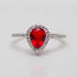 Bague argent rhodié avec un motif rouge