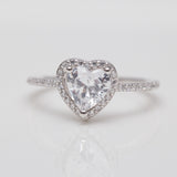 Bague argent rhodié avec un motif cœur blanc