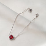 Gourmette argent rhodié tendance avec un cœur rouge