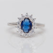Bague argent rhodié tendance avec un motif bleu