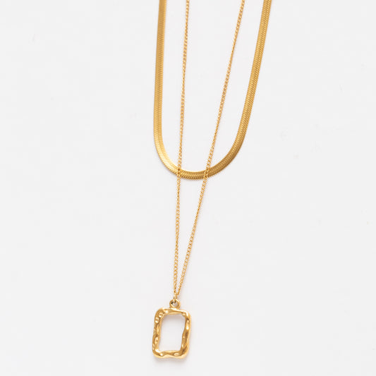 Collier en acier avec deux rangs de chaîne