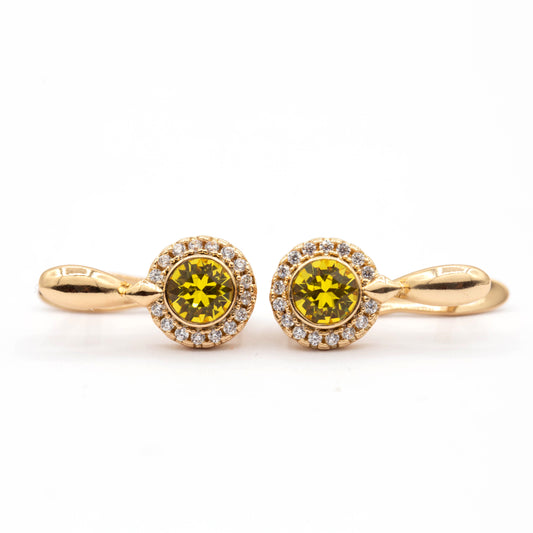 Boucles d'oreilles xp tendance Plaqué Or Xuping pierre SVK originale amande Jaune