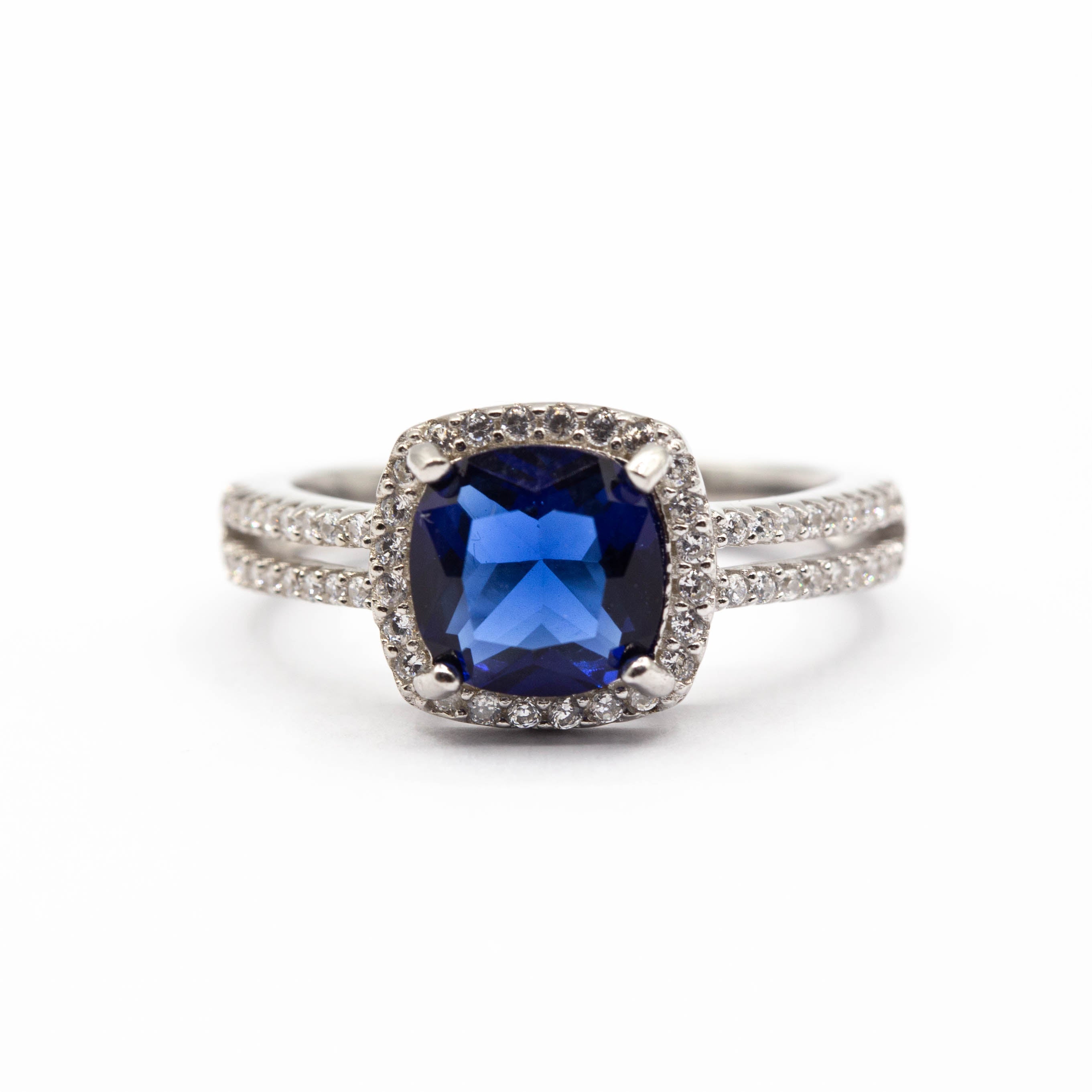 Bague argent Rhodié garanti new avec une pierre Blue