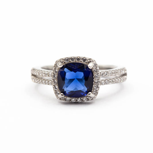 Bague argent Rhodié garanti new avec une pierre Blue