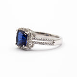 Bague argent Rhodié garanti new avec une pierre Blue