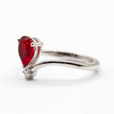 Bague argent Rhodié garanti new avec une pierre Rouge