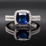 Bague argent Rhodié garanti new avec une pierre Blue