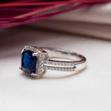 Bague argent Rhodié garanti new avec une pierre Blue